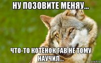 ну позовите меняу... что-то котёнок гав не тому научил...