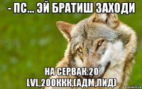 - пс... эй братиш заходи на сервак:20 lvl,200ккк,(адм,лид)