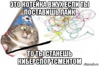 это котейка вжух если ты поставишь лайк то ты станешь киберспортсментом