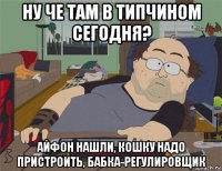 ну че там в типчином сегодня? айфон нашли, кошку надо пристроить, бабка-регулировщик