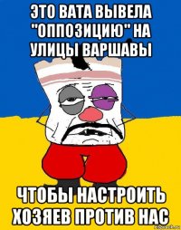 это вата вывела "оппозицию" на улицы варшавы чтобы настроить хозяев против нас