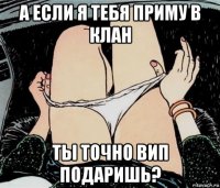 а если я тебя приму в клан ты точно вип подаришь?