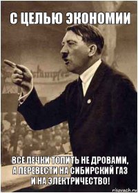 с целью экономии все печки топить не дровами, а перевести на сибирский газ и на электричество!