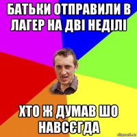 батьки отправили в лагер на дві неділі хто ж думав шо навсєгда