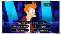 Родина тюльпанов – это... Нидерланды Иран Турция Казахстан