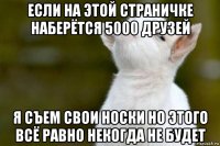 если на этой страничке наберётся 5000 друзей я съем свои носки но этого всё равно некогда не будет