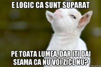 e logic ca sunt suparat pe toata lumea, dar iti dai seama ca nu voi zice nu?