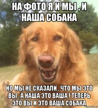 на фото я и мы , и наша собака но мы не сказали , что мы это вы , а наша это ваша ! теперь это вы и это ваша собака