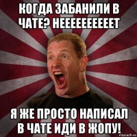 когда забанили в чате? неееееееееет я же просто написал в чате иди в жопу!