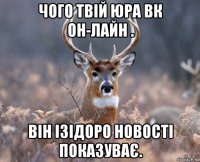 чого твій юра вк он-лайн . він ізідоро новості показуває.