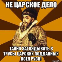 не царское дело тайно заглядывать в трусы царских подданных всея руси!