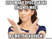 огромная просьба! не пишите мне! я смотрю хоккей!