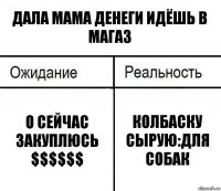 Дала мама денеги идёшь в магаз О сейчас закуплюсь $$$$$$ Колбаску сырую:для собак