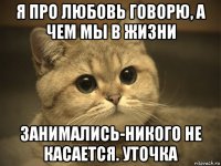 я про любовь говорю, а чем мы в жизни занимались-никого не касается. уточка