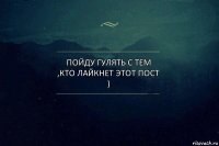 Пойду гулять с тем ,кто лайкнет этот пост )