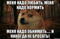 меня надо любить, меня надо кормить меня надо обнимать..... и никогда не бросать!