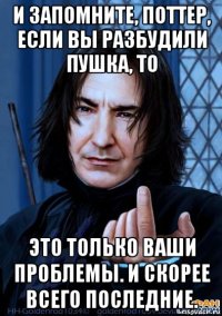 и запомните, поттер, если вы разбудили пушка, то это только ваши проблемы. и скорее всего последние.