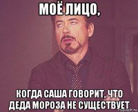 моё лицо, когда саша говорит, что деда мороза не существует