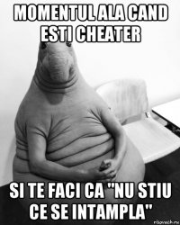 momentul ala cand esti cheater si te faci ca "nu stiu ce se intampla"