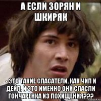 а если зорян и шкиряк - это такие спасатели, как чип и дейл, и это именно они спасли гончаренка из похищения???