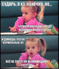 Сударь, я хз, конечно, но... ЧЗГВН происходит, когда находишь нового друга и думаешь, что он нормальный, но всё не так !!! Он не анимешник !1!11!111!