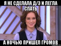 я не сделала д/з и легла спать а ночью пришел громов