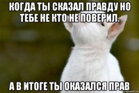 когда ты сказал правду но тебе не кто не поверил. а в итоге ты оказался прав