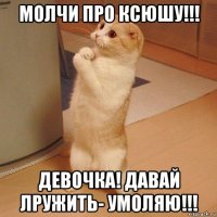 молчи про ксюшу!!! девочка! давай лружить- умоляю!!!