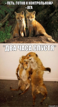 - Петь, готов к контрольной?
- Ага *два часа спустя*