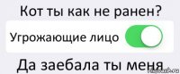 Кот ты как не ранен? Угрожающие лицо Да заебала ты меня