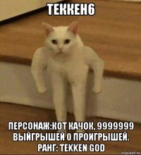 теккен6 персонаж:кот качок, 9999999 выйгрышей 0 проигрышей. ранг: tekken god