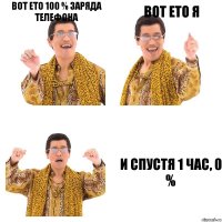 вот ето 100 % заряда телефона вот ето я и спустя 1 час, 0 %