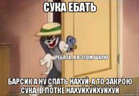 сука ебать барсик а ну спать нахуй, а то закрою сука. в лотке нахуйхуйхуйхуй