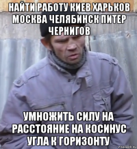 найти работу киев харьков москва челябинск питер чернигов умножить силу на расстояние на косинус угла к горизонту