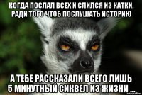 когда послал всех и слился из катки, ради того чтоб послушать историю а тебе рассказали всего лишь 5 минутный сиквел из жизни ...