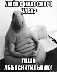 ушёл с классного часа? пеши абъяснитильную!