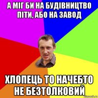 а міг би на будівництво піти, або на завод хлопець то начебто не безтолковий