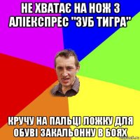 не хватає на нож з аліекспрес "зуб тигра" кручу на пальці ложку для обуві закальонну в боях