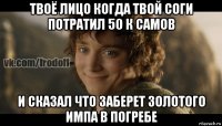 твоё лицо когда твой соги потратил 50 к самов и сказал что заберет золотого импа в погребе