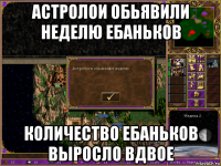 астролои обьявили неделю ебаньков количество ебаньков выросло вдвое