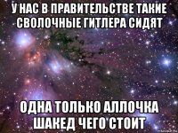 у нас в правительстве такие сволочные гитлера сидят одна только аллочка шакед чего стоит