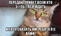 передаю привет всем кто з@еб@лся ждать и хочу сказать им, ребята я с вами!