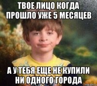 твое лицо когда прошло уже 5 месяцев а у тебя еще не купили ни одного города