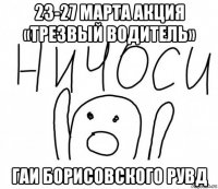 23-27 марта акция «трезвый водитель» гаи борисовского рувд