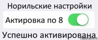 Норильские настройки Актировка по 8 Успешно активирована