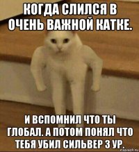 когда слился в очень важной катке. и вспомнил что ты глобал. а потом понял что тебя убил сильвер 3 ур.