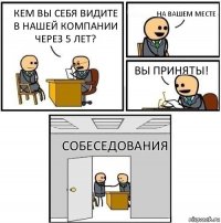 Кем вы себя видите в нашей компании через 5 лет? На Вашем месте Вы приняты! собеседования