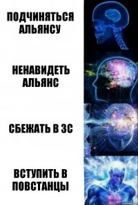 Подчиняться Альянсу Ненавидеть Альянс Сбежать в ЗС Вступить в Повстанцы