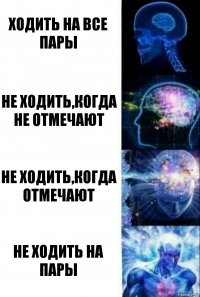 Ходить на все пары Не ходить,когда не отмечают Не ходить,когда отмечают Не ходить на пары