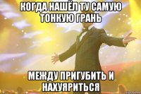 когда нашёл ту самую тонкую грань между пригубить и нахуяриться